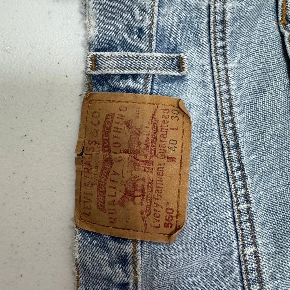 Levis 560 Loose Fit Tapered Leg Jeans‎ Light Wash Raw Hem Mens 40x30 (37x27.5)